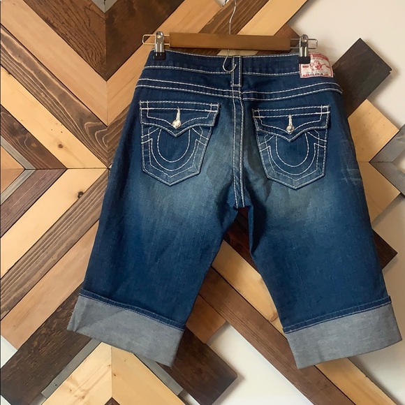 True Religion Sophie Denim Bermuda Cuffed Shorts - Picture 2 of 5